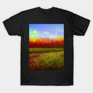 Artificial Intelligence Green Nature Art- Nature Sun Colored Art - AI Watercolor T-Shirt